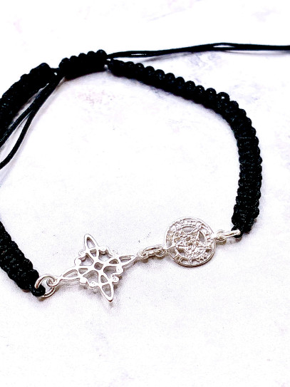 Pulsera de Nudo Brujas y Tetragramatón de macramé - Doble protección