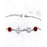 Pulsera triple protección de plata: Nudo de Bruja y Tetragramatón con Coral