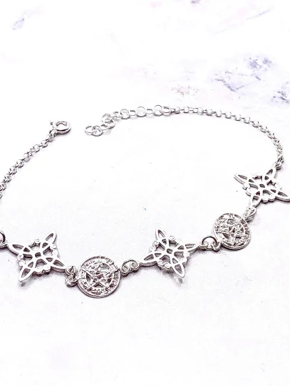 Pulsera 4 Protecciones 🧿 Nudo de Bruja y Tetragramatón – Contra el Mal de Ojo
