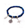 Triple protection silver bracelet: Tetragrammaton, Cross of Caravaca and Saint Benedict with blue Tiger's Eye