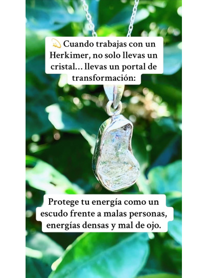 Collaret Llum Còsmica ✨ de Quars Herkimer de plata | Protecció i neteja