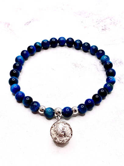 Pulsera Luz de los Ángeles ✨ de Ojo de Tigre azul 6 mm