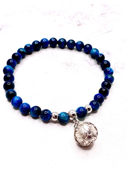 Pulsera Luz de los Ángeles ✨ de Ojo de Tigre azul 6 mm
