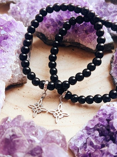 Witches Knot and Black Tourmaline 'Elly'  bracelet 6mm | Protection