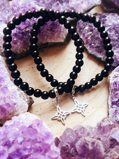 Pulsera 'Elly' de Nudo Brujas y Ónix negro 6mm | Protección