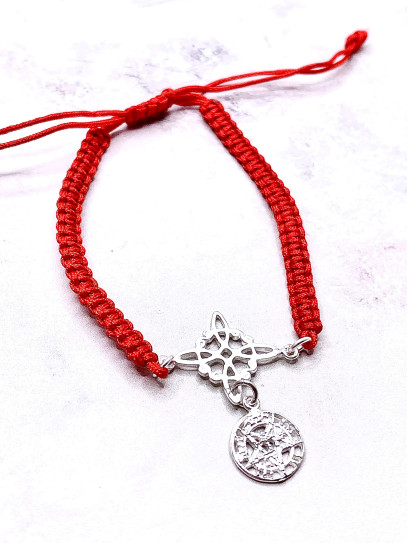 Pulsera de Tetragramatón y Nudo Brujas de macramé ❤️ Doble protección extrema