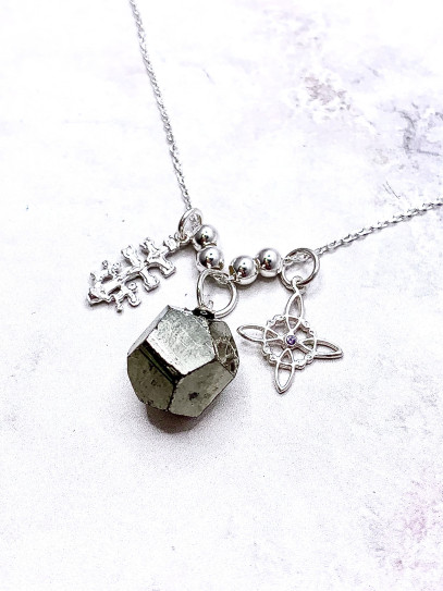 Triple Protection Necklace & Money Magnet ✨ Pyrite · Caravaca Cross · Witch's Knot