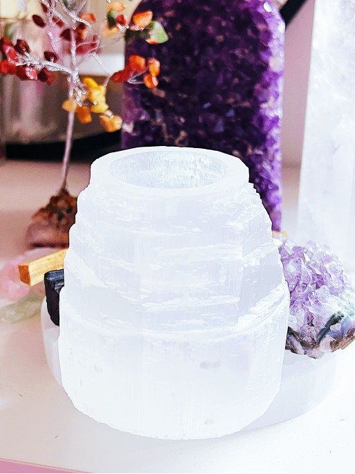 Selenite Cathedral Monolith Candle Holder | Cleaning and Protection