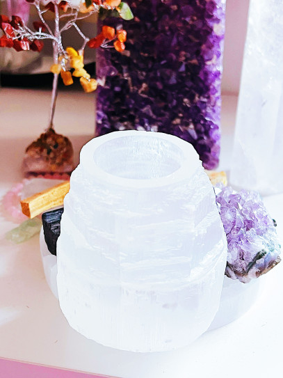 Selenite Cathedral Monolith Candle Holder | Cleaning and Protection