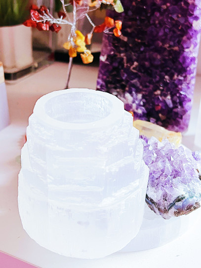 Selenite Cathedral Monolith Candle Holder | Cleaning and Protection