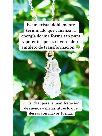 Collaret Dualitat Còsmica 🌠💚✨ de Moldavita i Quars Herkimer de plata
