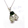 Cosmic Duality Necklace 🌠💚✨ made of Moldavite and Herkimer Quartz in silver