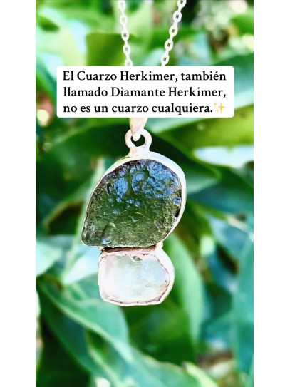 Triple Energy Portal Necklace 🌠💚✨ made of Moldavite, Citrine and Herkimer Quartz in silver