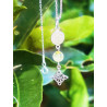 Collar triple protección de plata: Nudo de Bruja y San Benito - Citrino rutilado