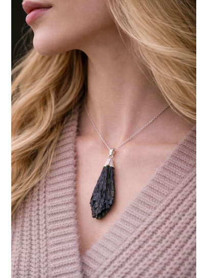Witch's Broom Necklace - Taramita, Black Kyanite