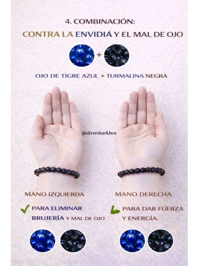 Blue Guardian Shield Bracelet 6mm | Black Tourmaline and Blue Tiger's Eye
