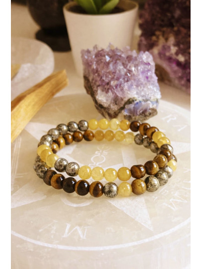 Triple magnet abundance bracelet 6mm | Citrine, Pyrite and Tiger's Eye