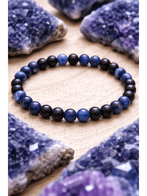 🔮 Sodalite, Lapis Lazuli and Tourmaline Intelligence Portal Bracelet 6mm | Studies