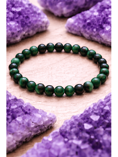 🔮 Polsera Fortalesa energètica d'Ull de Tigre verd 6mm | Protecció i sort