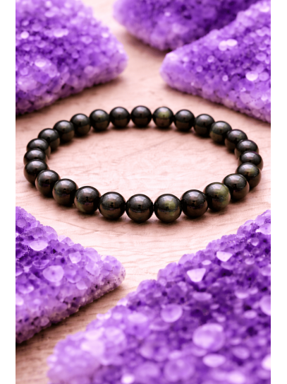 🔮 Pulsera Espejo protector del alma de Obsidiana dorada 4mm | Protección y traumas