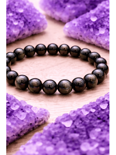 🔮 Pulsera Espejo protector del alma de Obsidiana dorada 4mm | Protección y traumas