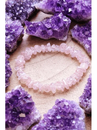 'India' Rose Quartz Chip Bracelet | Find Love