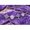 Pulsera 4 protecciones: Cruz de Caravaca, Medalla de la Milagrosa, Nudo de Bruja y San Judas Tadeo