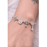 Pulsera 4 protecciones: Cruz de Caravaca, Medalla de la Milagrosa, Nudo de Bruja y San Judas Tadeo