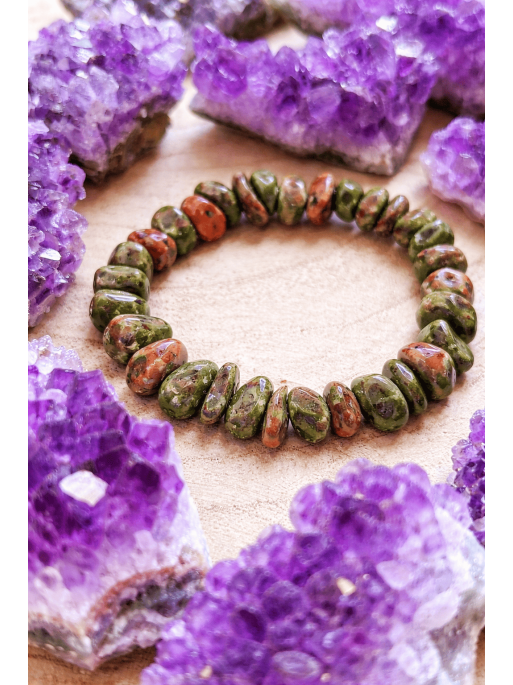 Pulsera 'India' de chip de Unakita, Jaspe verde | Energía femenina y protección