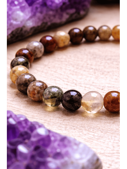 🔮 Pulsera Energía Mística de Cuarzos y mix de piedras naturales fina 4mm | Salud y protección