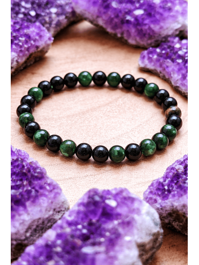 🔮 Pulsera Portal Protector de Ojo de Tigre verde y Turmalina 6mm | Protección y suerte