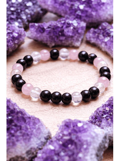 Pulsera Brisa curativa del Amor 6mm | Cuarzo rosa, Turmalina y Cuarzo atrae el amor