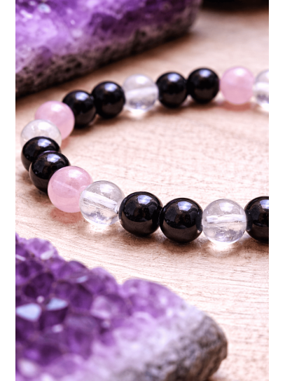 Pulsera Brisa curativa del Amor 6mm | Cuarzo rosa, Turmalina y Cuarzo atrae el amor