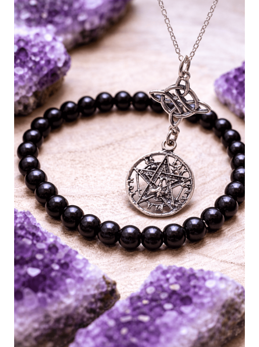 Pack de la bruja misteriosa de DOBLE PROTECCIÓN 🔮 Nudo de Bruja y Tetragramatón + Turmalina