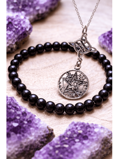 Pack de la bruja misteriosa de DOBLE PROTECCIÓN 🔮 Nudo de Bruja y Tetragramatón + Turmalina