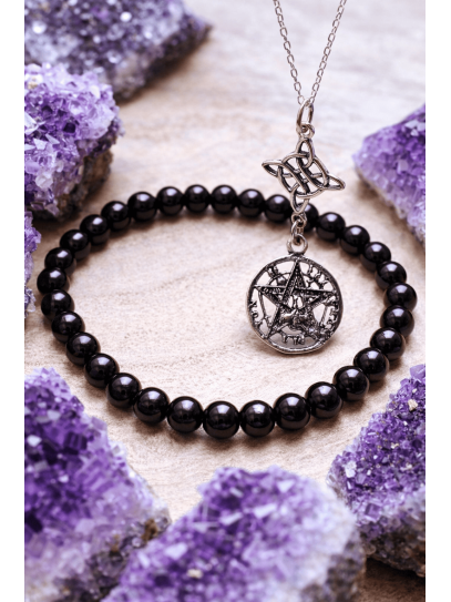 Pack de la bruja misteriosa de DOBLE PROTECCIÓN 🔮 Nudo de Bruja y Tetragramatón + Turmalina