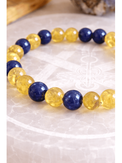 Pulsera portal abrecaminos de Citrino y Lapislázuli 6mm 🔮 Abundancia, éxito y dinero