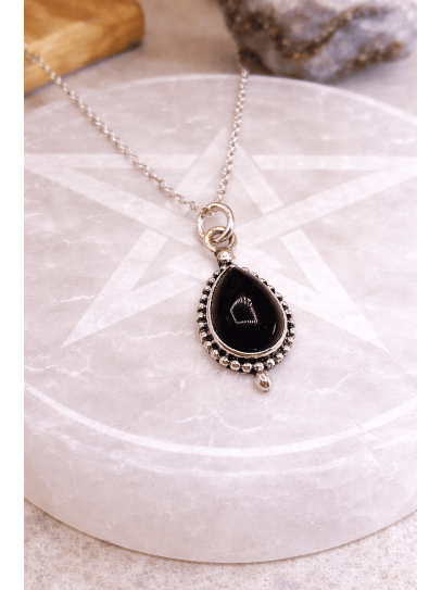 Collar 'Bali tear' de Obsidiana negra - Espejo protector del mal