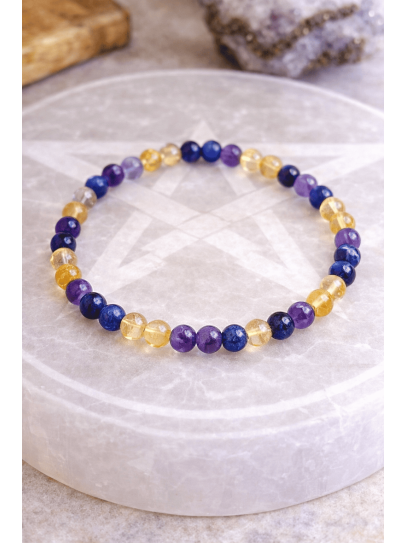 Citrine, Amethyst and Lapis Lazuli Intuition Portal Bracelet 6mm 🔮 Psychic Powers