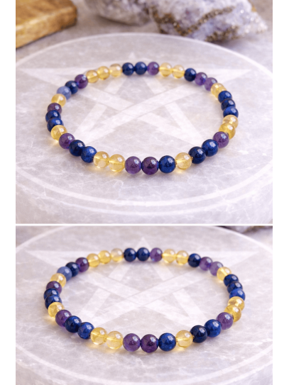 Citrine, Amethyst and Lapis Lazuli Intuition Portal Bracelet 6mm 🔮 Psychic Powers