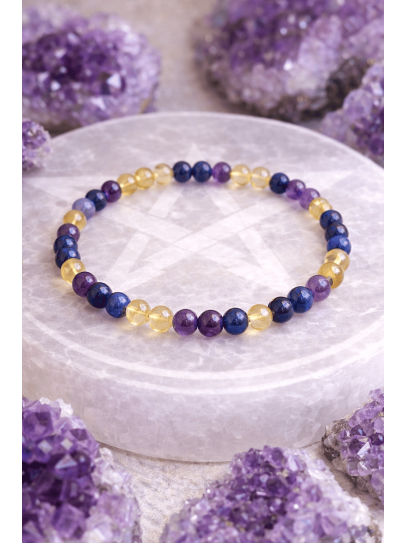 Citrine, Amethyst and Lapis Lazuli Intuition Portal Bracelet 6mm 🔮 Psychic Powers