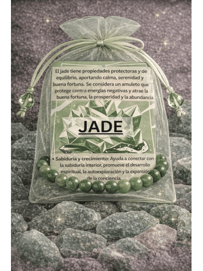 Pulsera 'Asha' de Jade verde 6mm | Abundancia y prosperidad