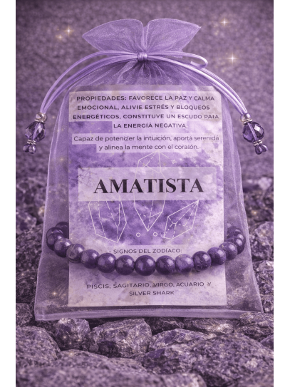 Pulsera 'Asha' de Amatista 6mm | Energía positiva y protección