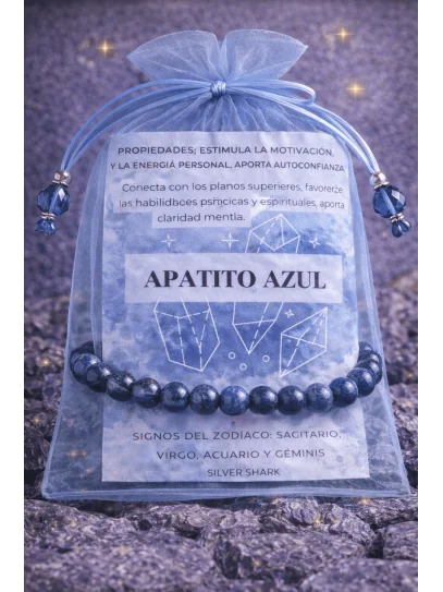 Pulsera 'Asha' de Apatito azul 6mm | Amistad y comunicación