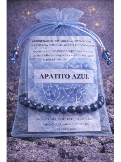 Pulsera 'Asha' de Apatito azul 6mm | Amistad y comunicación