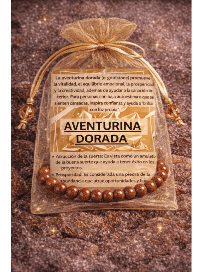 Pulsera 'Asha' de Aventurina dorada 6mm | Dinero y liderazgo