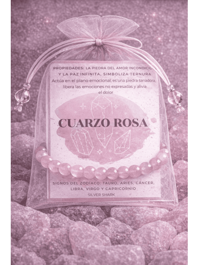 Pulsera 'Asha' de Cuarzo rosa 8mm | Amor y ternura