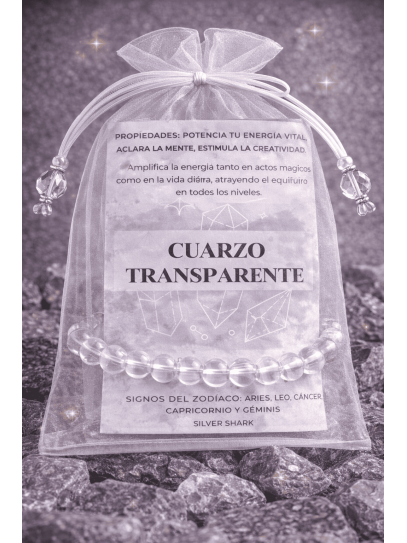 Pulsera 'Asha' de Cuarzo transparente 6mm | Salud y limpieza