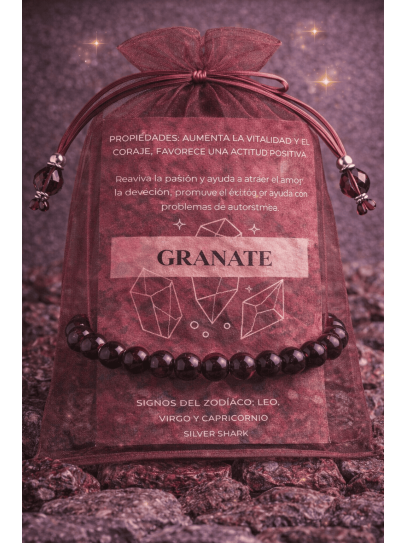 Pulsera 'Asha' de Granate 6mm | Energía y Pasión