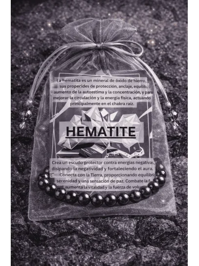 Fine Magnetized Hematite 'Asha' bracelet 6mm | Protection and meditation